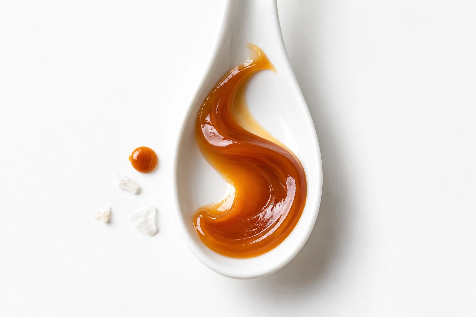 Caramel on a white spoon